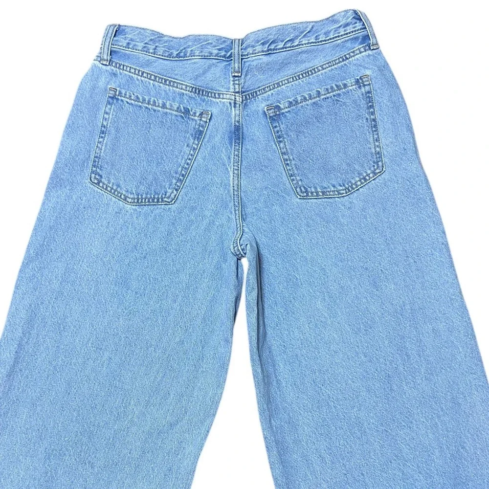 Old Navy Wow Baggy Wide Leg Jeans Light Wash 100% Cotton Retro Size 6 Tall - Picture 9 of 11